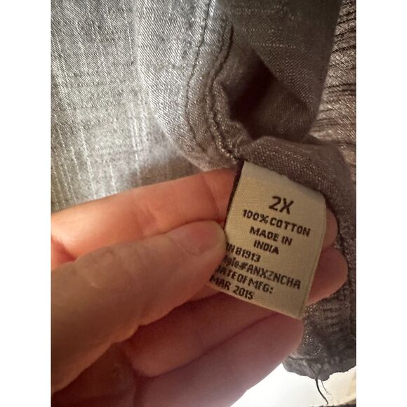 Colours Alexander Julian Mens Shirt 2X Gray Short Sleeve Casual Button Front - Picture 5 of 7